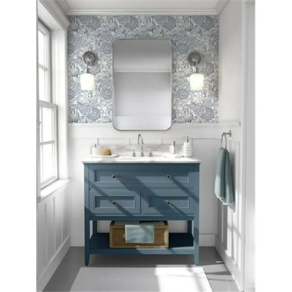Navy Blue Floral Peel and Stick Wallpaper Blue and White Wallpaper